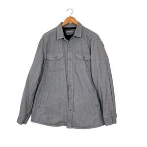 Eddie Bauer Men’s Button Up Shirt Chore Shacket Fleece Lined Sz L Gray Gorpcore‎